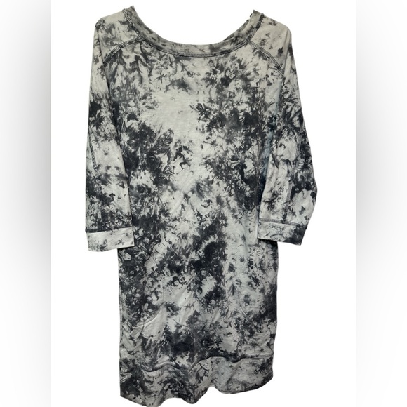 Chicos Zenergy 3/4 Sleeve Sweatshirt Dress Gray Tie Dye - Picture 1 of 7